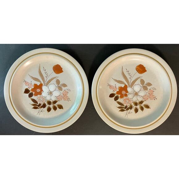 VINTAGE -Kingsbury -Dogwood -Stoneware -Dinner Plates -10.75 in (Set Of 2) MCM - Picture 1 of 5